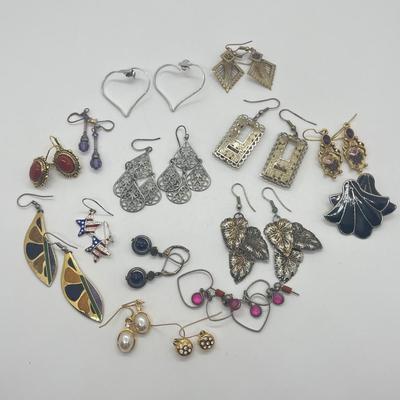 LOT 26: Collection of Goldtone and Silvertone Pierced Earrings