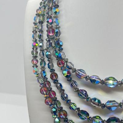 LOT 30: Five Strand 16” Aurora Borealis Necklace