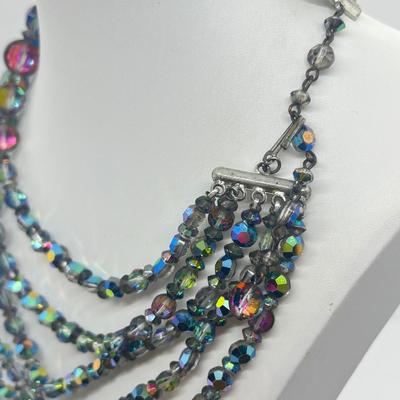 LOT 30: Five Strand 16” Aurora Borealis Necklace