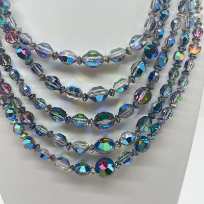 LOT 30: Five Strand 16” Aurora Borealis Necklace