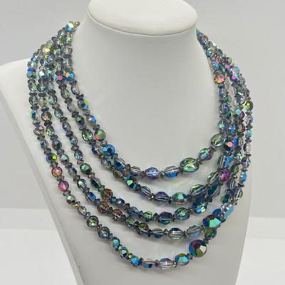 LOT 30: Five Strand 16” Aurora Borealis Necklace