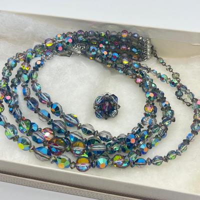 LOT 30: Five Strand 16” Aurora Borealis Necklace