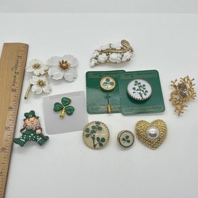 LOT 40: Brooch Collection Including Clover Pins and More!