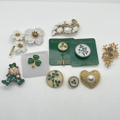 LOT 40: Brooch Collection Including Clover Pins and More!