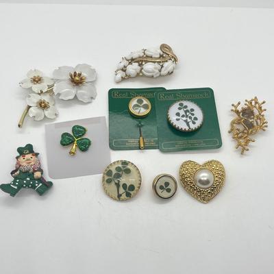 LOT 40: Brooch Collection Including Clover Pins and More!