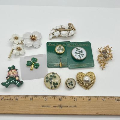 LOT 40: Brooch Collection Including Clover Pins and More!