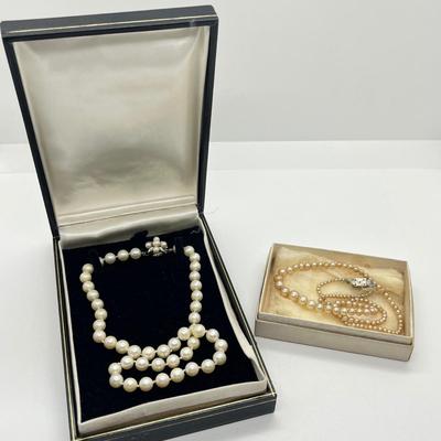 LOT 61: Vintage Pearls - One with 14K Marked Clasp