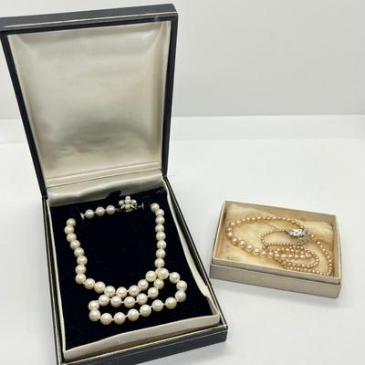 LOT 61: Vintage Pearls - One with 14K Marked Clasp