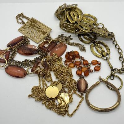 LOT 67: Amber and Goldtone Necklaces