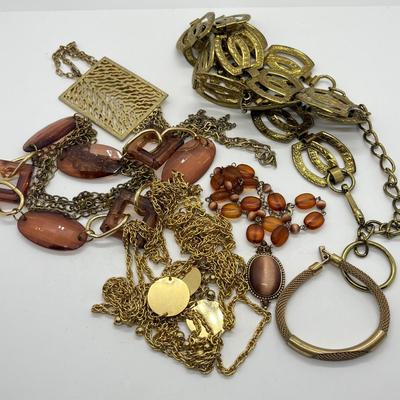 LOT 67: Amber and Goldtone Necklaces