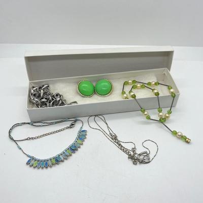 LOT 68: Silvertone and Bright Colored Necklaces and More!