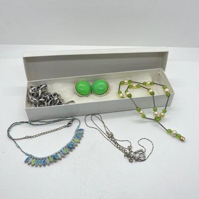 LOT 68: Silvertone and Bright Colored Necklaces and More!