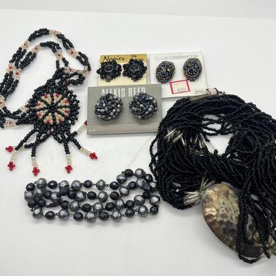 LOT 73: Unique Black Beaded Jewelry Collection