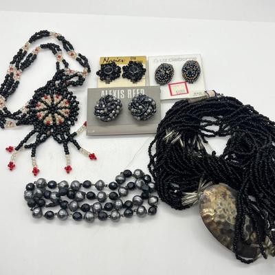 LOT 73: Unique Black Beaded Jewelry Collection
