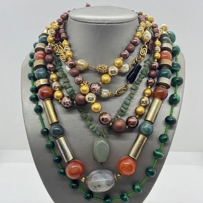 LOT 74: Earth Tone Beaded Necklace Collection