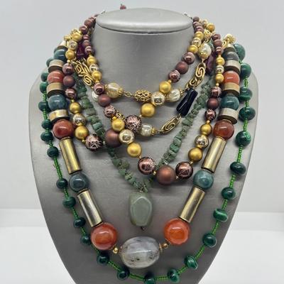 LOT 74: Earth Tone Beaded Necklace Collection