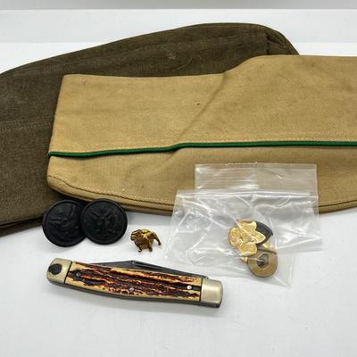 LOT 75: Vintage Militaria Style Hats, Pocket Knife and More!
