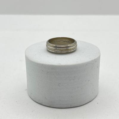 LOT 78: 14K White Gold "Art Carved" Band - Size 7