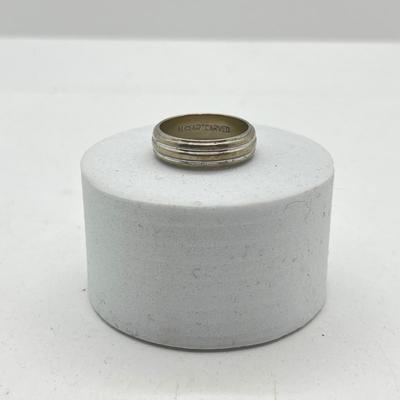 LOT 78: 14K White Gold "Art Carved" Band - Size 7