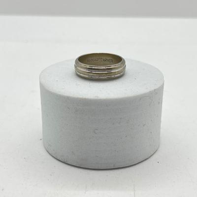 LOT 78: 14K White Gold "Art Carved" Band - Size 7