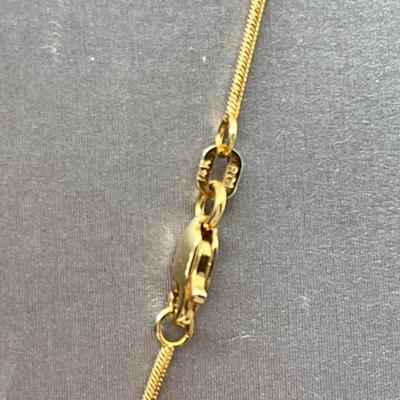 LOT 80: 14K Yellow Gold Amethyst and Blue Topaz Pendant on 20" Chain