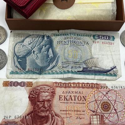 LOT 103: Collection of International Currency and New In Box Louis Vuitton Key Holder Wallet