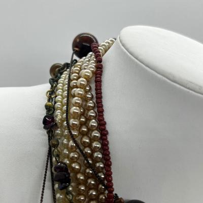 LOT 104: Necklaces Including Art Glass Beads and Glass Seed Pearls - Sizes 46" to 60"
