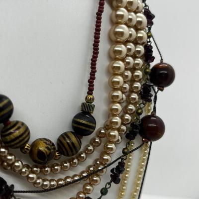 LOT 104: Necklaces Including Art Glass Beads and Glass Seed Pearls - Sizes 46" to 60"