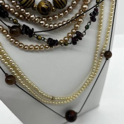 LOT 104: Necklaces Including Art Glass Beads and Glass Seed Pearls - Sizes 46" to 60"