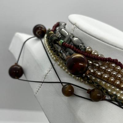 LOT 104: Necklaces Including Art Glass Beads and Glass Seed Pearls - Sizes 46" to 60"