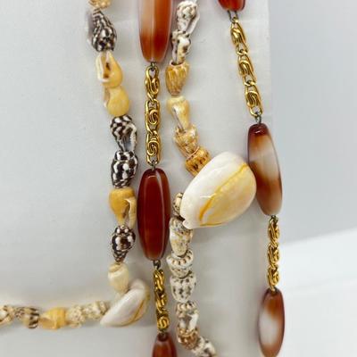 LOT 107: Unique Jewelry Collection Including Several Shell Art Pieces and Shell Art Tray