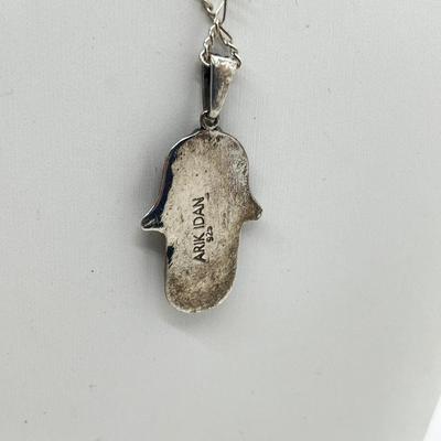 LOT 108: Arik Idan "Hamsa" Necklace Made With Roman Glass