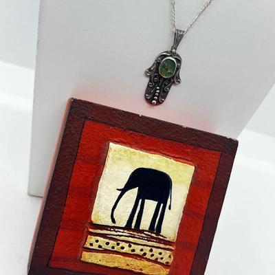 LOT 108: Arik Idan "Hamsa" Necklace Made With Roman Glass