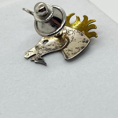 LOT 111: 925 Taxco Mexican Cactus Siesta Brooch and Sterling Two Tone Unicorn Pin