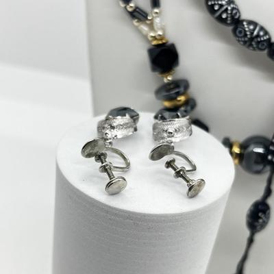 LOT 117: Black Tone Necklaces and Pierced Earrings