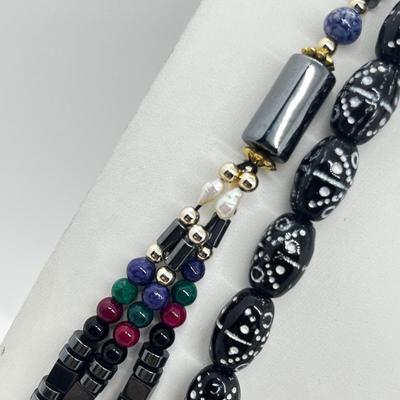 LOT 117: Black Tone Necklaces and Pierced Earrings