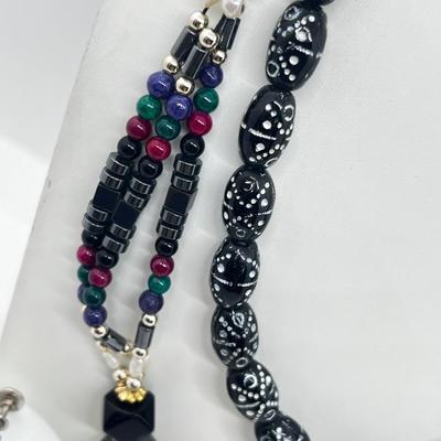 LOT 117: Black Tone Necklaces and Pierced Earrings