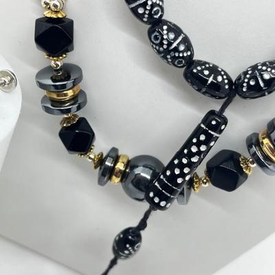 LOT 117: Black Tone Necklaces and Pierced Earrings