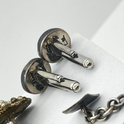 LOT 123: Vintage Silver Button Covers, Silver Cufflinks and More!