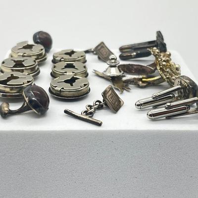 LOT 123: Vintage Silver Button Covers, Silver Cufflinks and More!