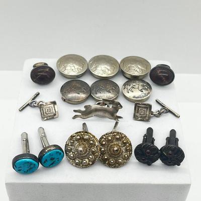 LOT 123: Vintage Silver Button Covers, Silver Cufflinks and More!