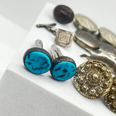 LOT 123: Vintage Silver Button Covers, Silver Cufflinks and More!