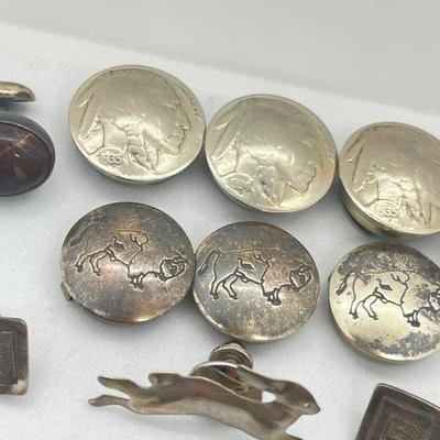 LOT 123: Vintage Silver Button Covers, Silver Cufflinks and More!