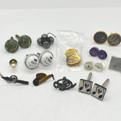LOT 125: Artisan Cufflinks and Tie Pins Including Swank, Fun "Hot/Cold" Set and More!
