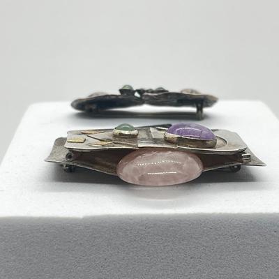 LOT 129: Two Sterling 925 Artisan Brooches/Pins -34.5 GTW