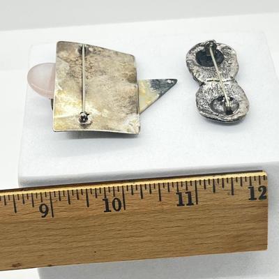LOT 129: Two Sterling 925 Artisan Brooches/Pins -34.5 GTW
