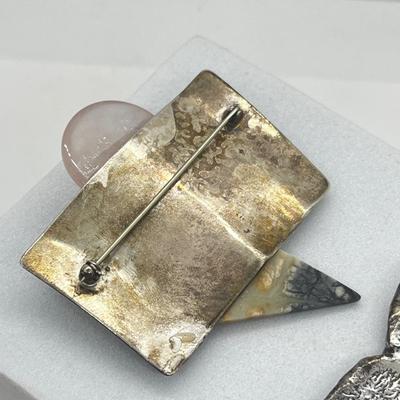 LOT 129: Two Sterling 925 Artisan Brooches/Pins -34.5 GTW