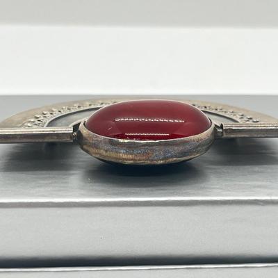 LOT 130: Spectacular 925 Carnelian and Hematite Reversible Brooch/Pin