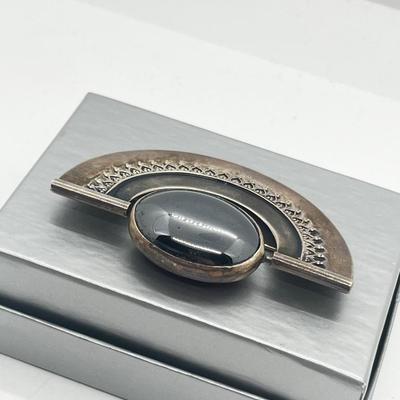 LOT 130: Spectacular 925 Carnelian and Hematite Reversible Brooch/Pin