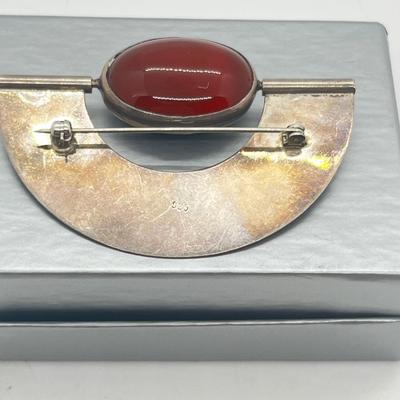 LOT 130: Spectacular 925 Carnelian and Hematite Reversible Brooch/Pin